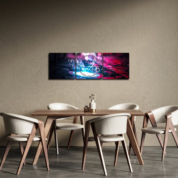 Obraz světelného srdce (s hodinami) (90x30 cm)