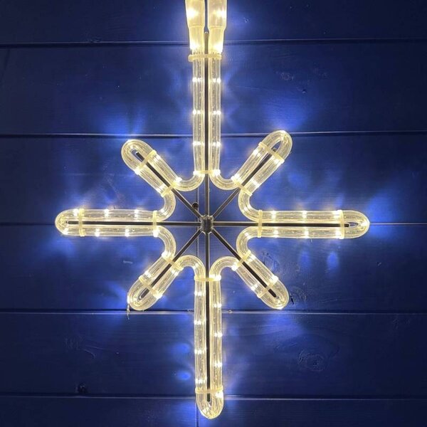 DECOLED Easy Fix 2D LED světelná hvězda Polaris I., 34 × 42 cm, teple bílá, závěsná, hliník