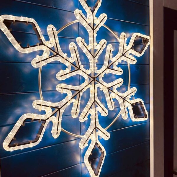 DECOLED Easy Fix 2D LED světelná vločka XI, Ø 88 cm, teple bílá, závěsný, hliník