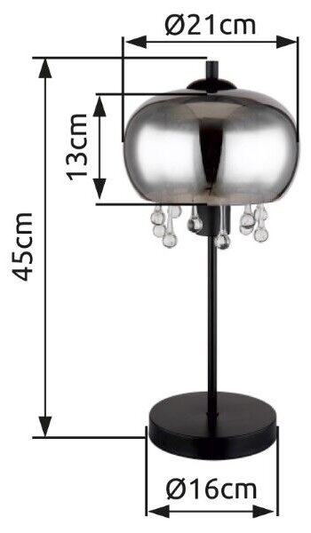 GLOBO 15839T CORRY stolní lampička V450mm 1xE27 matná černá, kouřová