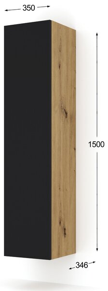 Skříňka Dual 150 (dub artisan + černá). Akce -11%