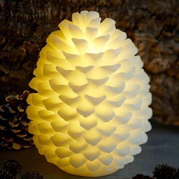 DECOLED LED svíčka z pravého vosku na baterie, šiška, ø 14 × 18,5 cm, bílá, 2× AA