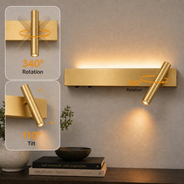 Brilagi - LED Nástěnné bodové svítidlo VIXON LED/3W/230V + LED/7W zlatá CRI 90