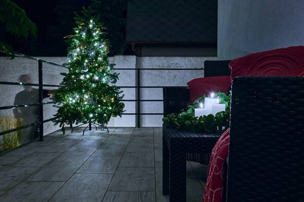 DECOLED Sada 3 LED svíček na baterie, bílá, Ø 7,5 ×10/12,5/15 cm, s dálkovým ovladačem, 2× AA