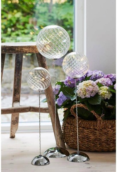 SIRIUS LED svítící koule Trio Mega, výška 41/47/58 cm, čiré sklo, na baterie AA, interiér, balení 3 ks