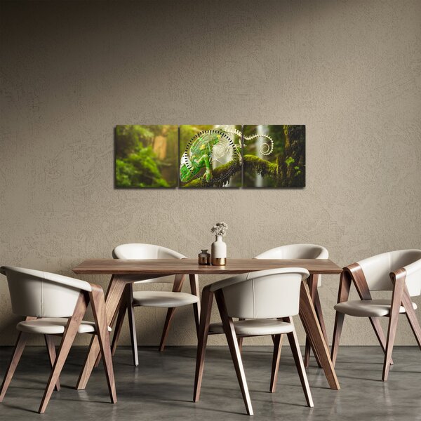 Obraz ještěrky (s hodinami) (90x30 cm)