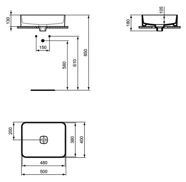 Ideal Standard Strada II - Umyvadlová mísa 500x400 mm, bílá T296701
