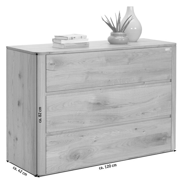 ŠIROKÁ KOMODA, divoký dub, barvy dubu, 120/82/42 cm Valnatura - Široké komody