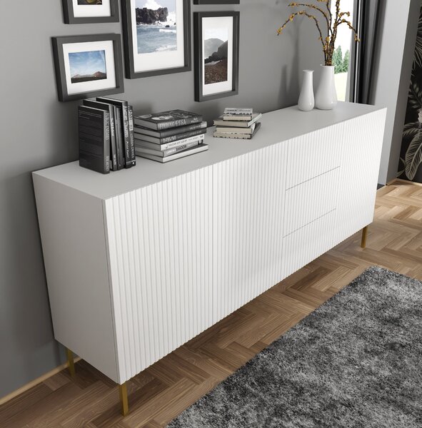 Komoda Rawy 3D3S 2 (bílá + černá). Akce -16%
