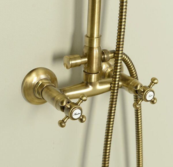 Reitano Rubinetteria Reitano Rubinetteria, ANTEA sprchový sloup k napojení na baterii, hlavová a ruční sprcha, bronz, SET036