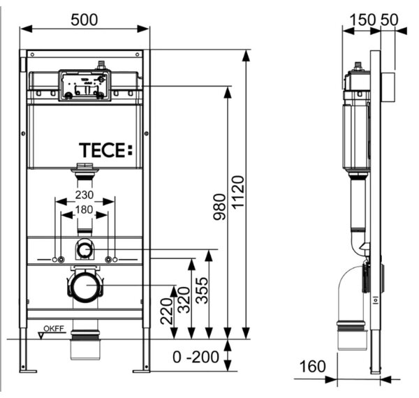 TECE set 3- Instalační modul s nádržkou pro WC + tlačítko chrom + úchyt + izolace + závěsné WC AQUABLADE + WC sedátko Soft-Close, ultra ploché