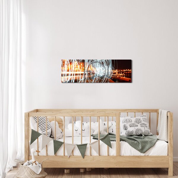Obraz světelných vln (s hodinami) (90x30 cm)