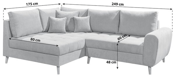 ROHOVÁ SEDAČKA, textil, kompozitní dřevo, světle šedá MID.YOU - Sedací soupravy, Online Only