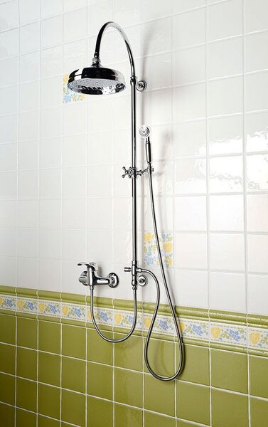 Reitano Rubinetteria Reitano Rubinetteria, VANITY Sprchový sloup s připojením vody na baterii, retro, chrom, SET061