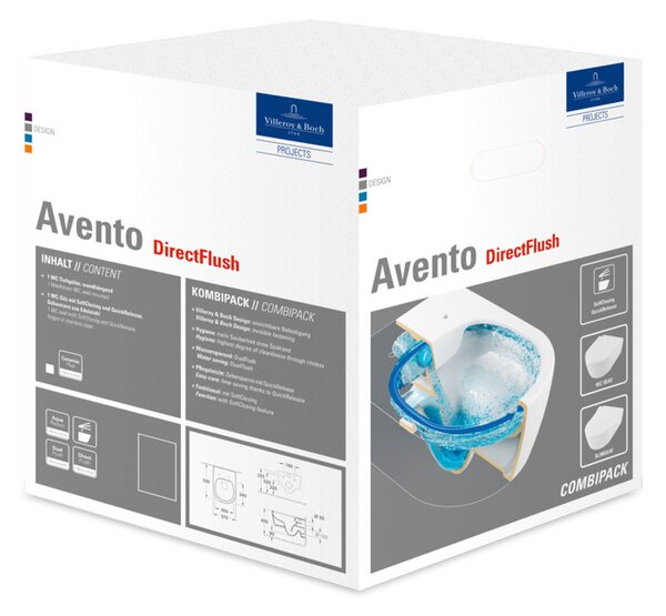 Villeroy & Boch Avento Combi-Pack - SET Závěsné WC + sedátko SlimSeat SoftClosing, alpská bílá 5656RS01