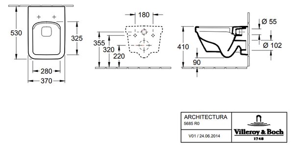 Villeroy & Boch Architectura Combi-Pack - SET Závěsné WC + sedátko SoftClosing, alpská bílá 5685HR01