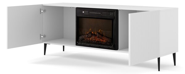 TV skříňka/stolek s elektrickým krbem FPB 2D 170 C Rowanna (bílá)
