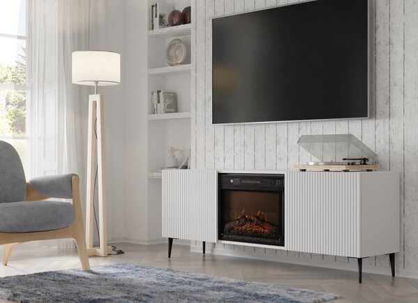 TV skříňka/stolek s elektrickým krbem FPB 2D 170 C Rowanna (bílá)