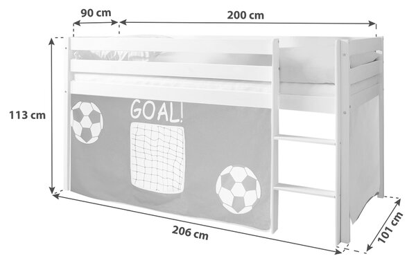 VYSOKÁ POSTEL, 90/200 cm, zelená, přírodní barvy MID.YOU - Vyvýšené postele, Online Only
