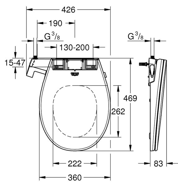 GROHE Bau Ceramic - Manuální bidetové sedátko, alpská bílá 39648SH0