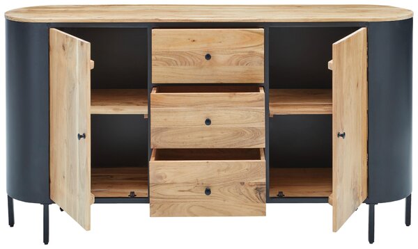 ŠIROKÁ KOMODA, akácie, černá, barvy akácie, 170/90/40 cm Ambia Home - Komody na nožičkách