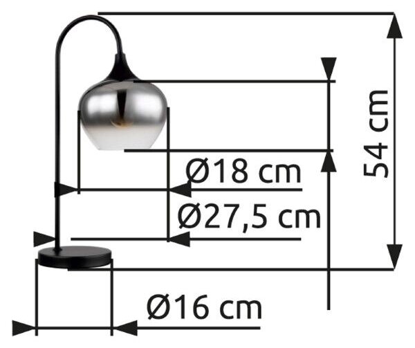 GLOBO 15548T MAXY stolní lampička V540mm 1xE27 matná černá, kouřová
