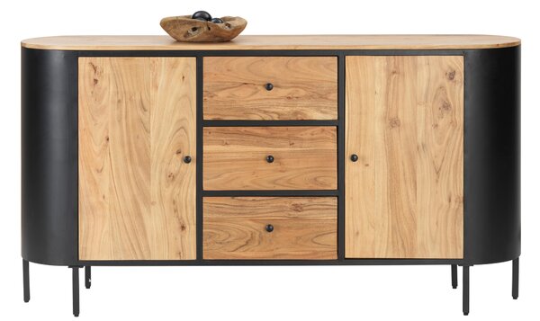 ŠIROKÁ KOMODA, akácie, černá, barvy akácie, 170/90/40 cm Ambia Home - Komody na nožičkách