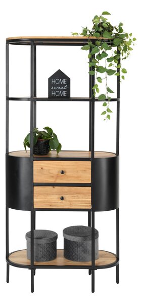 STOJACÍ REGÁL, černá, barvy akácie, železo, akácie, 78/172/36 cm Ambia Home - Knihovny