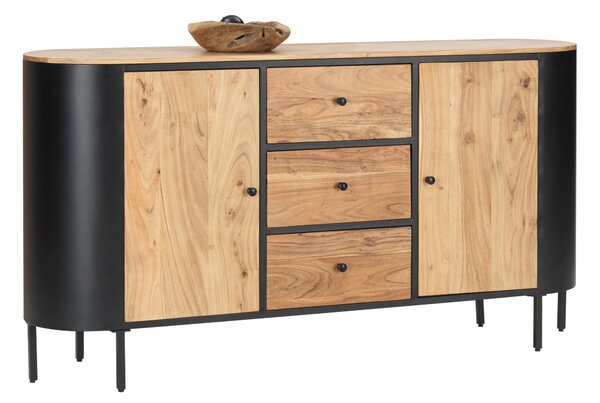 ŠIROKÁ KOMODA, akácie, černá, barvy akácie, 170/90/40 cm Ambia Home - Komody na nožičkách