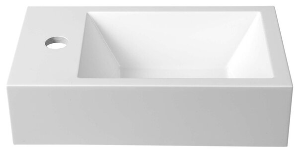 Sapho Sapho, AMAROK litý mramor umyvadlo 40x11x22cm, bílé, baterie vlevo, AR400
