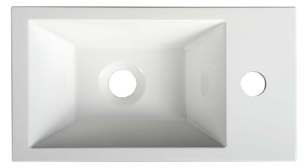 Sapho Sapho, AMAROK litý mramor umyvadlo 40x11x22cm, bílé, baterie vpravo, AR500