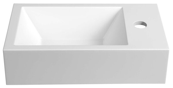 Sapho Sapho, AMAROK litý mramor umyvadlo 40x11x22cm, bílé, baterie vpravo, AR500