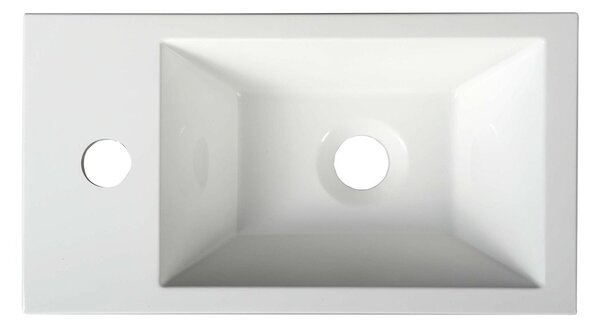 Sapho Sapho, AMAROK litý mramor umyvadlo 40x11x22cm, bílé, baterie vlevo, AR400