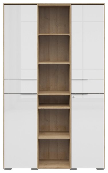 SKŘÍŇ NA ŠANONY, bílá, barvy dubu, 122/199/37 cm Voleo - Regály na šanony