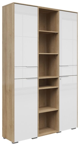 SKŘÍŇ NA ŠANONY, bílá, barvy dubu, 122/199/37 cm Voleo - Regály na šanony