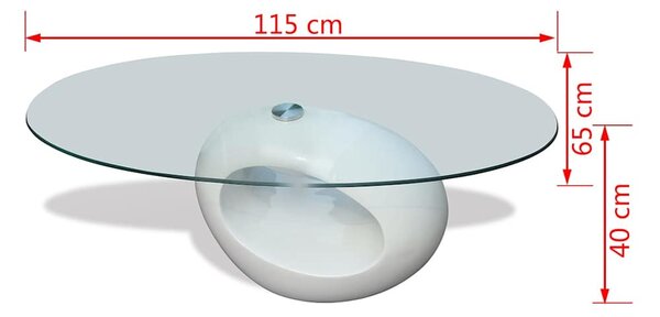 Konferenční stolek se skleněnou deskou a vysokým leskem bílý 240318