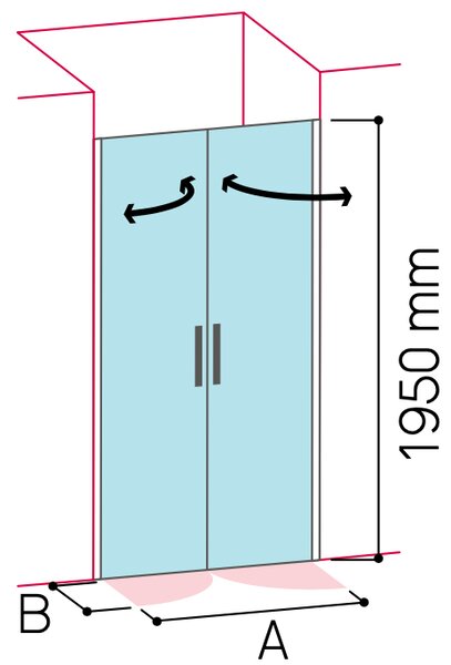 Glass 1989 Soho - Sprchový kout otevíravé dveře nebo kompatibilní s boční stěnou, velikost vaničky 80 cm, profily chromové, čiré sklo, GQG0003T500