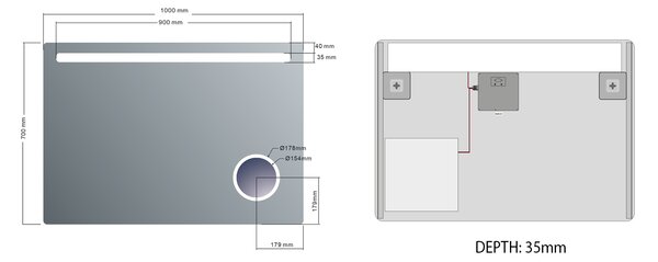 Sapho Sapho, ASTRO LED podsvícené zrcadlo 1000x700mm, kosmetické zrcátko, MIRL4