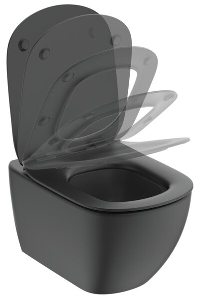 Ideal Standard Tesi - SET Závěsné WC s AQUABLADE® + sedátko ultra ploché Soft-Close, hedvábná černá T3546V3