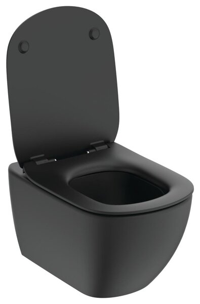 Ideal Standard Tesi - SET Závěsné WC s AQUABLADE® + sedátko ultra ploché Soft-Close, hedvábná černá T3546V3