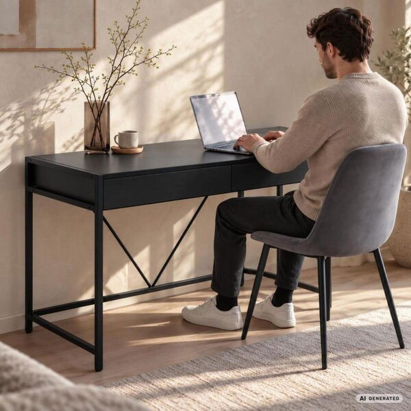 Kancelářský stůl LOFT PURE černý / černé nohy