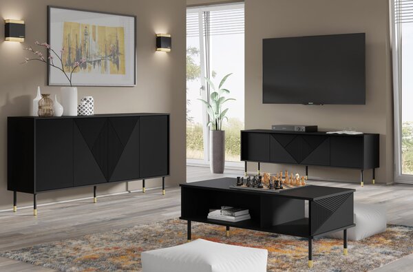 Skříňka 4D 180 Wenty (černá + zlatá). Akce -12%