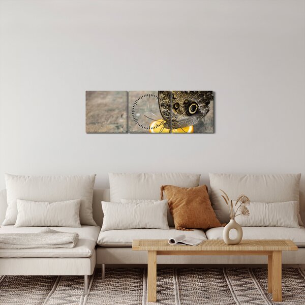Obraz motýla (s hodinami) (90x30 cm)