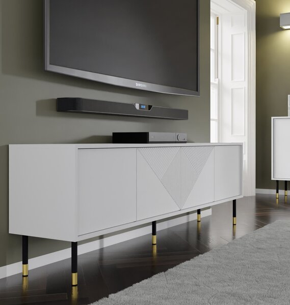 TV stolek/skříňka 4D 180 Wenty (bílá + zlatá + černá)