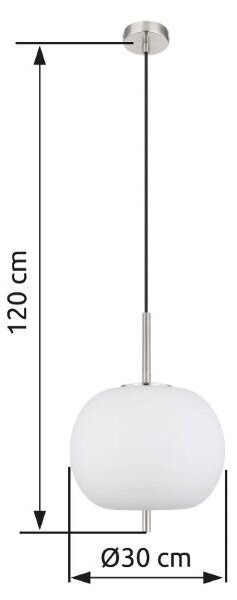 GLOBO 15345H1NO BLACKY I závěsné svítidlo D300mm 1xE27 matný nikl, bílá
