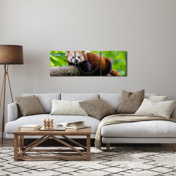 Obraz pandy červené (s hodinami) (90x30 cm)