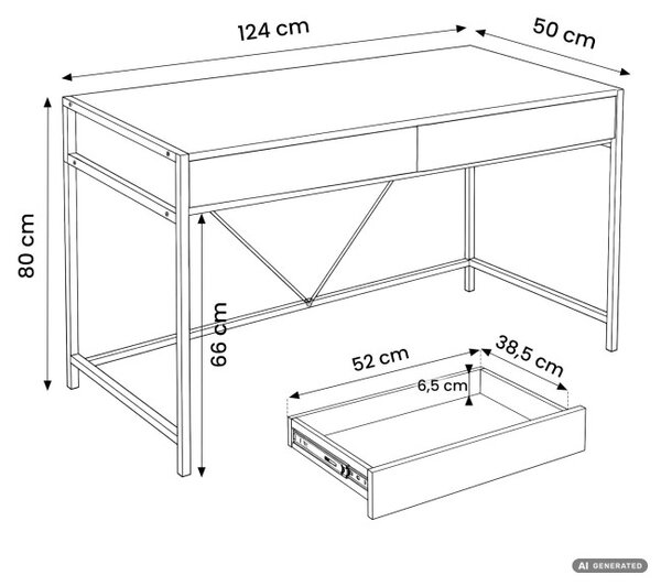 Kancelářský stůl LOFT PURE černý / černé nohy
