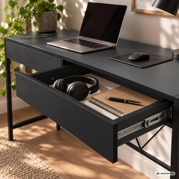 Kancelářský stůl LOFT PURE černý / černé nohy