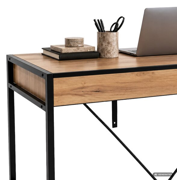 Kancelářský stůl LOFT PURE dub craft / černé nohy