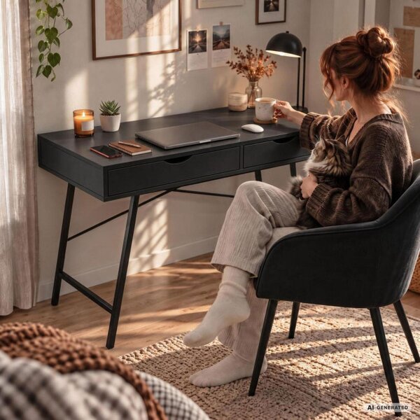 Kancelářský stůl RAX černý / černé nohy